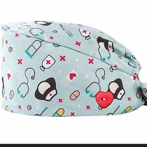 Surgical cap for healthcare professionals with mask buttons